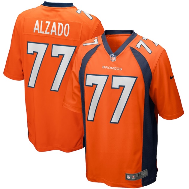 mens nike lyle alzado orange denver broncos game retired player jersey